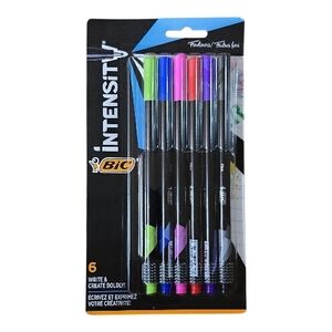 ✏️ BIC Intensity Fineliner Pens 6 Pack Assorted Colors 0.4mm Fine Tip | New